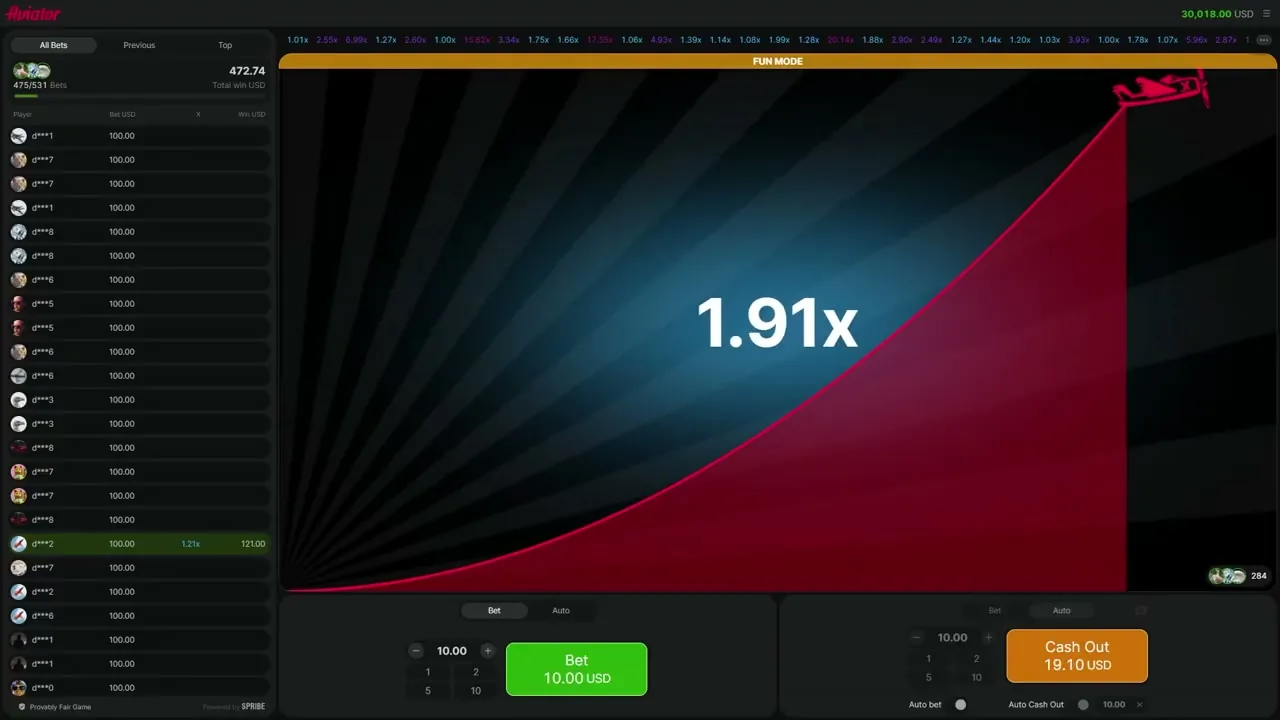 Multiplicateur d'un jeu crash juste avant l'arrêt du round